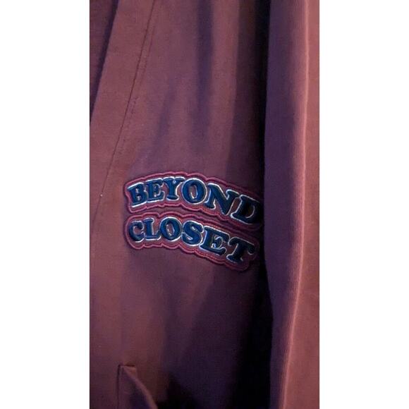 Beyond Closet Campaign Burgundy & Navy Blue Button Closure Cardigan, Pockets, LG - Picture 4 of 10